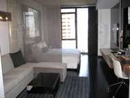 interior hotel room design with large window